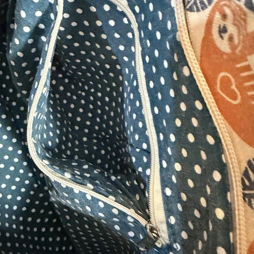 Bungalow 360 Vegan Striped Tote Bag Sloth Zippered
